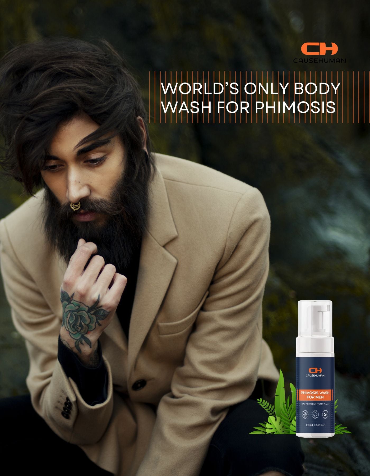 Cause Human Phimosis Wash for Men | 100ml | For healthy skin down there