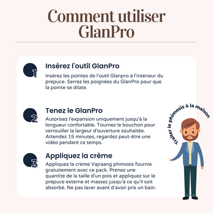 Vajraang GlanPro-Outil d'étirement pour phimosis | Ergonomique et sûr à utiliser | avec crème Phimosis et Poche et bouchon sûrs | Fonctionne sur le phimosis sténopé de type 1